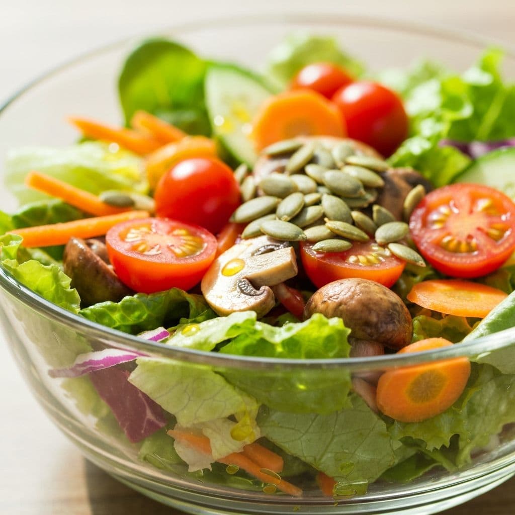 Fresh green salad with avocado and grains